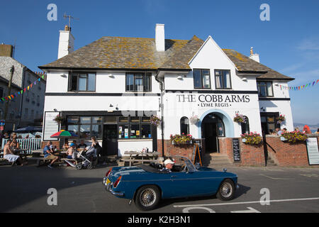 Lyme Regis, antike Stadt im Domesday Book empfohlene, mit historischen Cobb und Hafen Wahrzeichen an der Grenze Dorset-Devon, South West England, Großbritannien Stockfoto