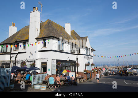 Lyme Regis, antike Stadt im Domesday Book empfohlene, mit historischen Cobb und Hafen Wahrzeichen an der Grenze Dorset-Devon, South West England, Großbritannien Stockfoto