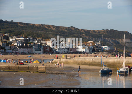 Lyme Regis, antike Stadt im Domesday Book empfohlene, mit historischen Cobb und Hafen Wahrzeichen an der Grenze Dorset-Devon, South West England, Großbritannien Stockfoto