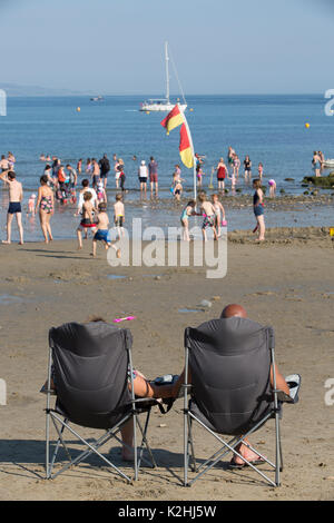 Lyme Regis, antike Stadt im Domesday Book empfohlene, mit historischen Cobb und Hafen Wahrzeichen an der Grenze Dorset-Devon, South West England, Großbritannien Stockfoto