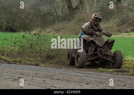 Moto Cross quad Fahrer in Devon, Großbritannien Stockfoto