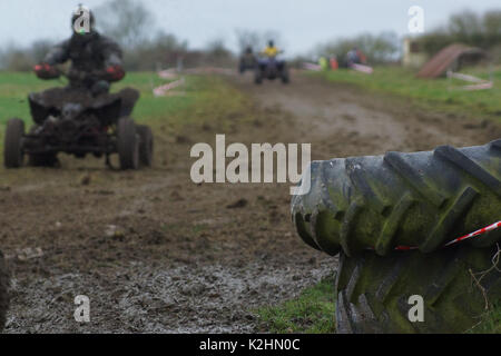 Moto Cross quad Fahrer in Devon, Großbritannien Stockfoto