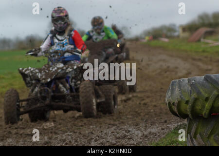 Moto Cross quad Fahrer in Devon, Großbritannien Stockfoto