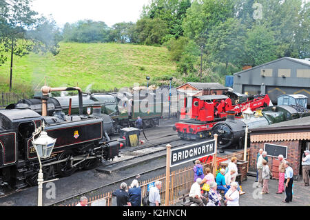 Lokomotiven bei bridgenorth. Die Severn Valley Railway. Stockfoto