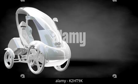 3D-Rendering eine reflektierende, futuristischen Auto auf einem dunklen schwarzen Hintergrund Stockfoto