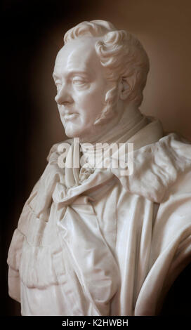 Marmorbüste des 7. Herzog von Marlborough, John Winston Spencer-Churchill, Blenheim Palace, Woodstock. Großbritannien Stockfoto