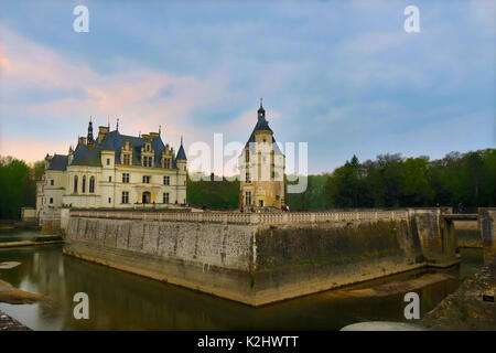 Château de Chenonceau ist eine französische Château über den Fluss Cher, in der Nähe von Chenonceaux im Tal der Loire, Frankreich. Stockfoto