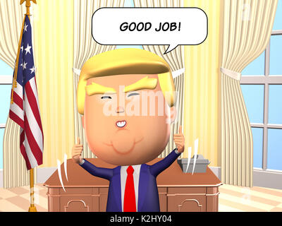 Donald Trump, der Daumen nach oben Geste mit Sprechblase Stockfoto