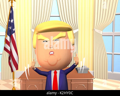 Wütend Donald Trump geben den Daumen nach oben Geste Stockfoto