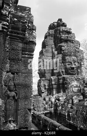 Angkor Thom erstaunlich realistischen virtuellen Gesicht steinerne Burg Kambodscha siem reap Stockfoto