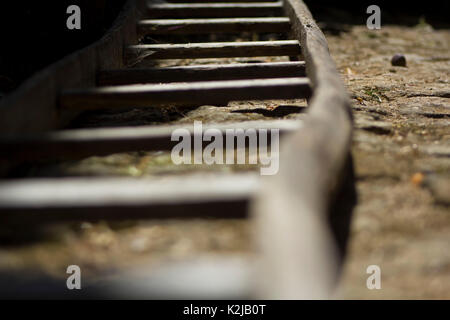 Alte Holzleiter Stockfoto