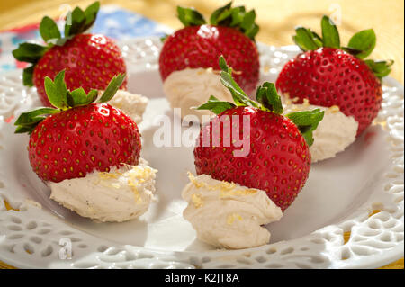 Erdbeeren und Mascarpone Stockfoto