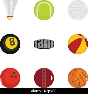 Sport Ausrüstung Icons set, flach Stil Stock Vektor