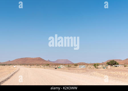GROOTBERG PASS, NAMIBIA - Juni 28, 2017: ein Bauernhof Landschaft neben dem C43-Straße, zwischen Palmwag und Rosario, in der Kunene Region von Namibia Stockfoto