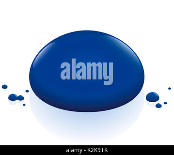 Blaue Tinte drop-Abbildung auf weißen Hintergrund. Stockfoto