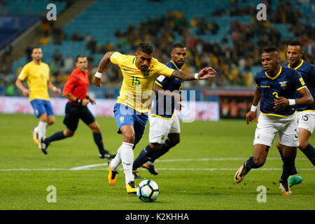 Porto Alegre, Brasilien. 31 Aug, 2017. Paulinho von Brasilien während des Spiels Brasilien v Equador - 2018 FIFA World Cup Russland nähere Bestimmung, der Arena tun Gremio am 31. August 2017 in Porto Alegre, Brasilien (Foto: PAULO LISBOA/BRASILIEN FOTO DRÜCKEN) Stockfoto