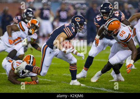 Chicago, Illinois, USA. 31 Aug, 2017. Usa - Chicago Bears #18 Daniel Braverman läuft mit dem Ball während der NFL preseason Spiel zwischen den Cleveland Browns und Chicago Bears im Soldier Field in Chicago, IL. Credit: Cal Sport Media/Alamy leben Nachrichten Stockfoto