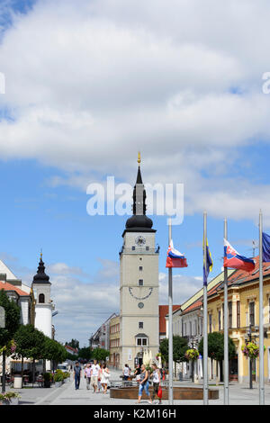 City Tower, Fußgängerzone, Trinity Square, Trnava (Tyrnau), Slowakei Stockfoto