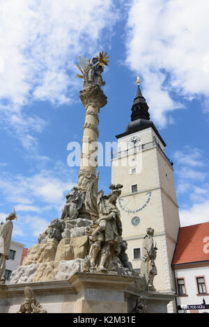 City Tower, Fußgängerzone, Trinity Square, Dreifaltigkeitssäule, Trnava (Tyrnau), Slowakei Stockfoto