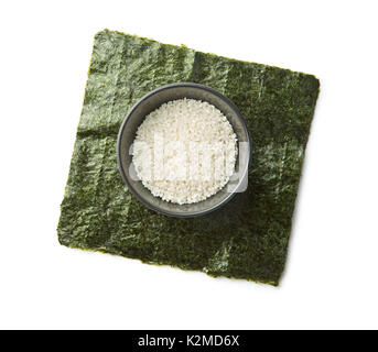 Grüne nori Blatt und Reis. Sushi Zutaten. Stockfoto