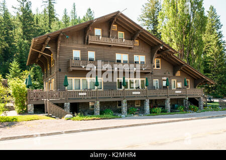 Belton Hotels in West Glacieer. Eine historische Eisenbahn Hotel in Glacier National Park, Montana, USA Stockfoto