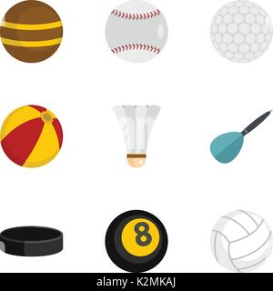 Spiel equipment Symbole, flacher Stil Stock Vektor