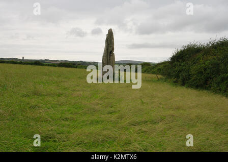 Die Pipers stehende Steine, Cornwall Stockfoto