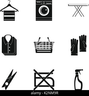 Waschen Sie Symbole, einfachen Stil Stock Vektor
