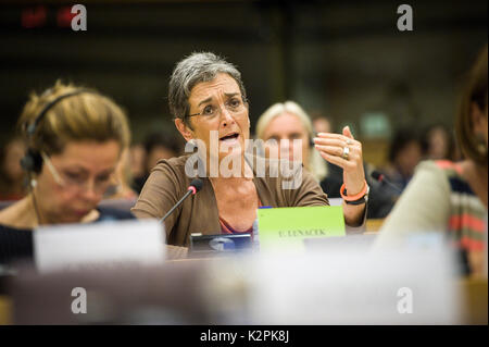 Brüssel, Bxl, Belgien. 31 Aug, 2017. Ulrike Lunacek Mitglied des Europäischen Parlaments (MDEP) während der Debatte über die Rechtsstaatlichkeit in Polen an der Ausschuss des Europäischen Parlaments für Bürgerliche Freiheiten, Justiz und Inneres in Brüssel, Belgien, am 31.08.2017 von Wiktor Dabkowski Credit: Wiktor Dabkowski/ZUMA Draht/Alamy leben Nachrichten Stockfoto