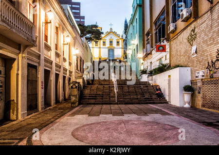 Escadaria do Rosario, eine Treppe, die führt zu Nossa Senhora Rosario e São Benedito tun. Florianopolis, Santa Catarina, Brasilien. Stockfoto