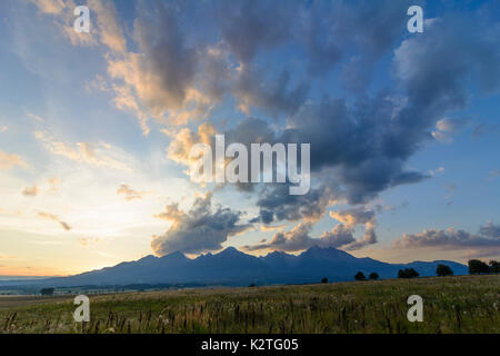 Hohe Tatra aus Süd-ost, vor lomnitzer stit (Lomnica Peak, Lomnitzer Spitze), Vysoke Tatry (Hohe Tatra, Hohe Tatra, Slowakei Stockfoto