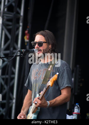 Grant Nicholas der Band Feeder live an der siegreichen Festival, Portsmouth, England Stockfoto