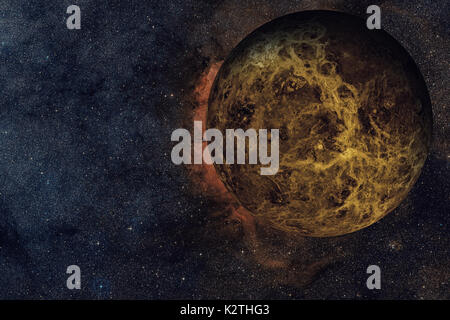 Sonnensystem - Venus. Es ist der zweite Planet von der Sonne. Es ist eine terrestrische Planeten. Nach dem Mond, es ist das hellste natürliche Objekt in der Nahe. Stockfoto