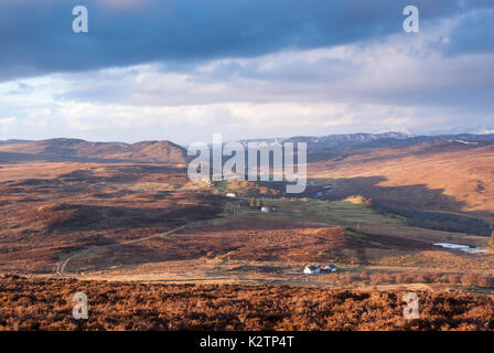 Bei Sonnenuntergang Crofts in Rogart, Sutherland, Schottland, UK Stockfoto