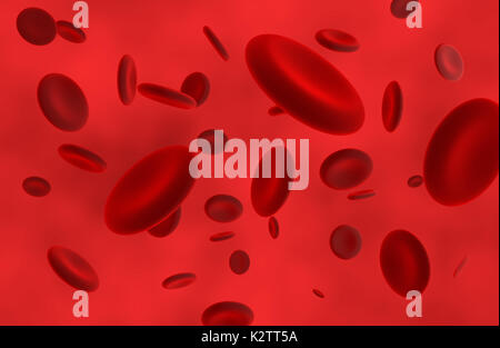 Rote Blutkörperchen in der Arterie. 3D-Rendering Stockfoto