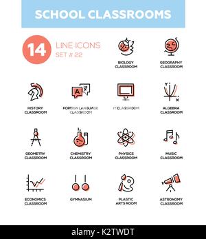 Klassenzimmer - moderne einfache Symbole, Piktogramme set Stock Vektor