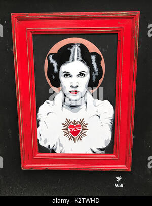 Foto muss Gutgeschrieben © Alpha Presse 066465 31/01/2017 Carrie Fisher Street Art werden von Pegasus im Norden von London. Stockfoto