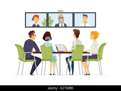 Entfernung treffen - moderne Vector business Zeichentrickfiguren Abbildung Stock Vektor