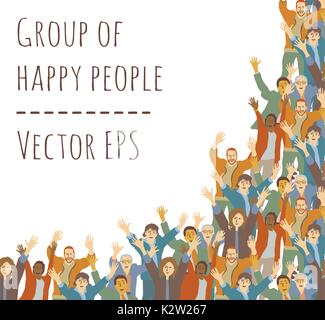 Große Gruppe Happy people Frame isolieren auf Weiß Stock Vektor