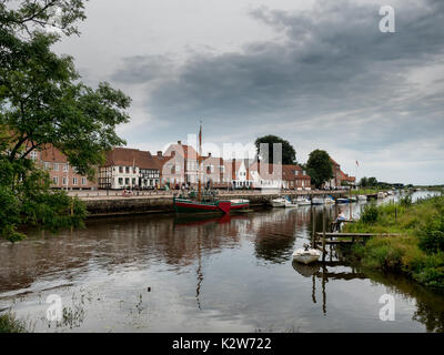 Hafen in der mittelalterlichen Stadt Ribe in Dänemark Stockfoto