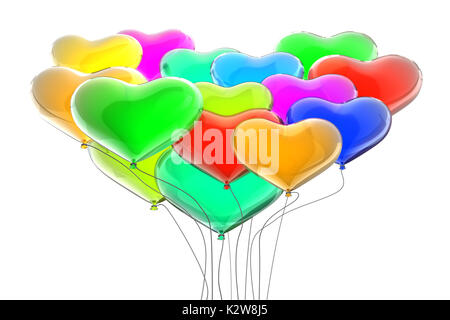 Regenbogen Farben Luftballons 3D-Rendering Stockfoto