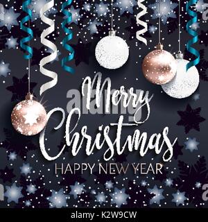 Festliche schwarze Banner. Frohe Weihnachten Gruß Stock Vektor