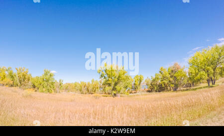 Fahrt durch Cherry Creek State Park im frühen Herbst. Stockfoto