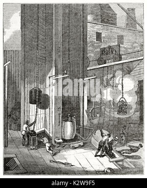 Alte Ansicht von Süden Hetton colliery Mund von Kohle Grube, Vereinigtes Königreich. Von unbekannter Autor, auf Penny Magazine, London, 1835 veröffentlicht. Stockfoto