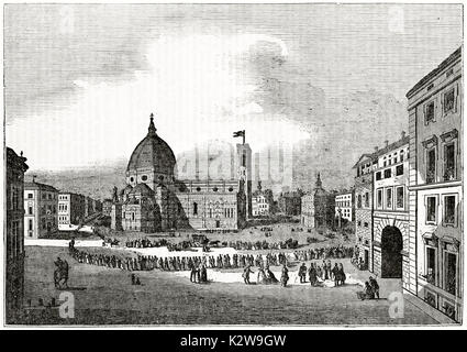 Alte Ansicht der Dom von Florenz, Italien. Von unbekannter Autor, auf der Penny Magazine, London, 1835 veröffentlicht. Stockfoto