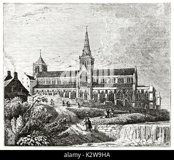 Alte Ansicht von Glasgow Cathedral. Von unbekannter Autor, auf der Penny Magazine, London, 1835 veröffentlicht. Stockfoto