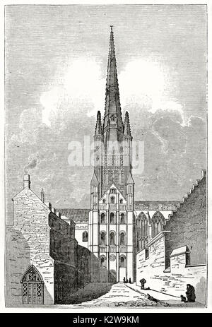 Alte Ansicht der Kathedrale von Norwich, Großbritannien. Von Clarke und Jackson im Penny Magazine, London, 1835 veröffentlicht erstellt Stockfoto