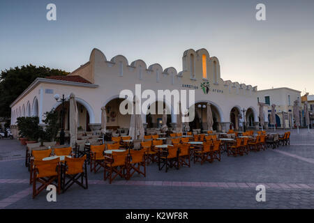 Italienische Architektur in der Stadt Kos, Griechenland. Stockfoto