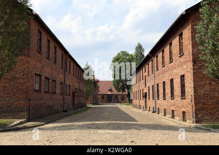 Gebäude in der nationalsozialistischen Konzentrationslager Auschwitz, in der Nähe der Stadt Oświęcim, Polen, fotografiert am 25. August 2017. Stockfoto