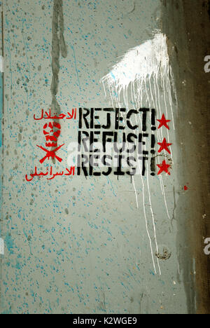 Ein Protest auf der West Bank Mauer um Bethlehem geschrieben. Israel Stockfoto